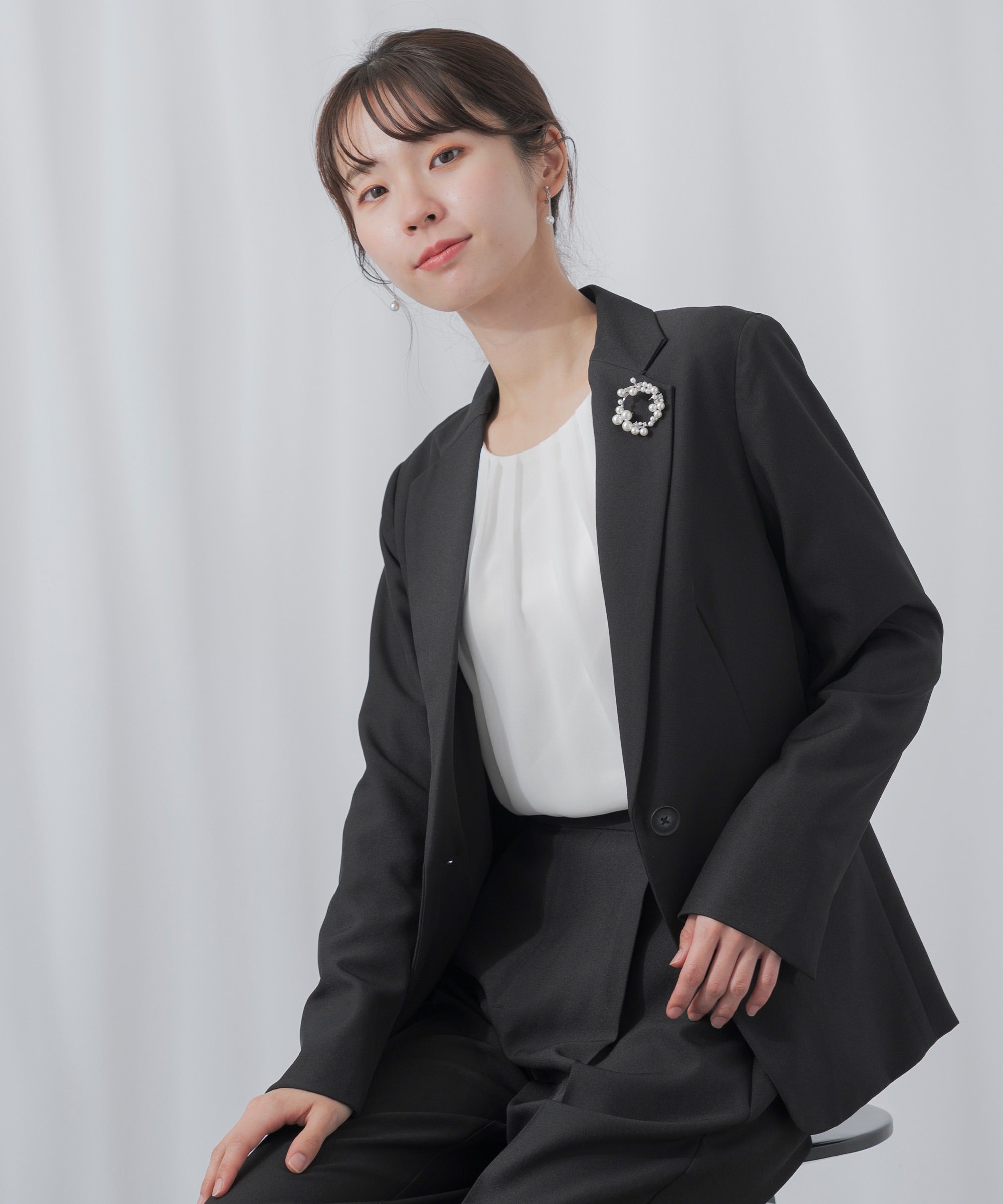 Festinalente]裏起毛 長袖 タックブラウス - AWC