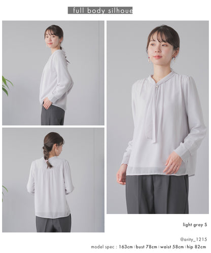 [Festinalente] 裏起毛 長袖 パールボウタイブラウス