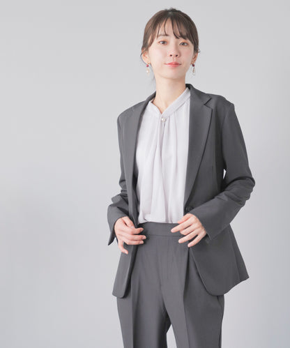 [Festinalente] 裏起毛 長袖 パールボウタイブラウス