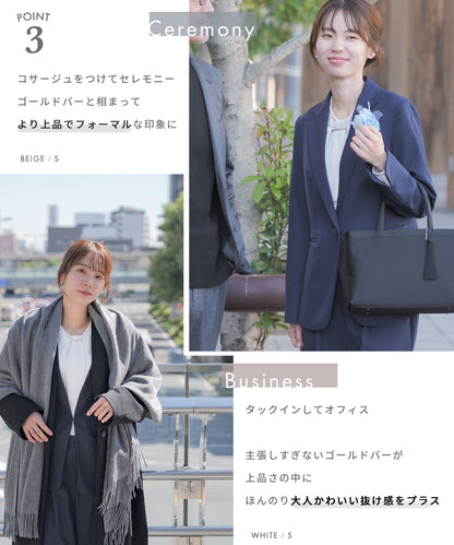 裏起毛 ゴールドバー ボウタイブラウス