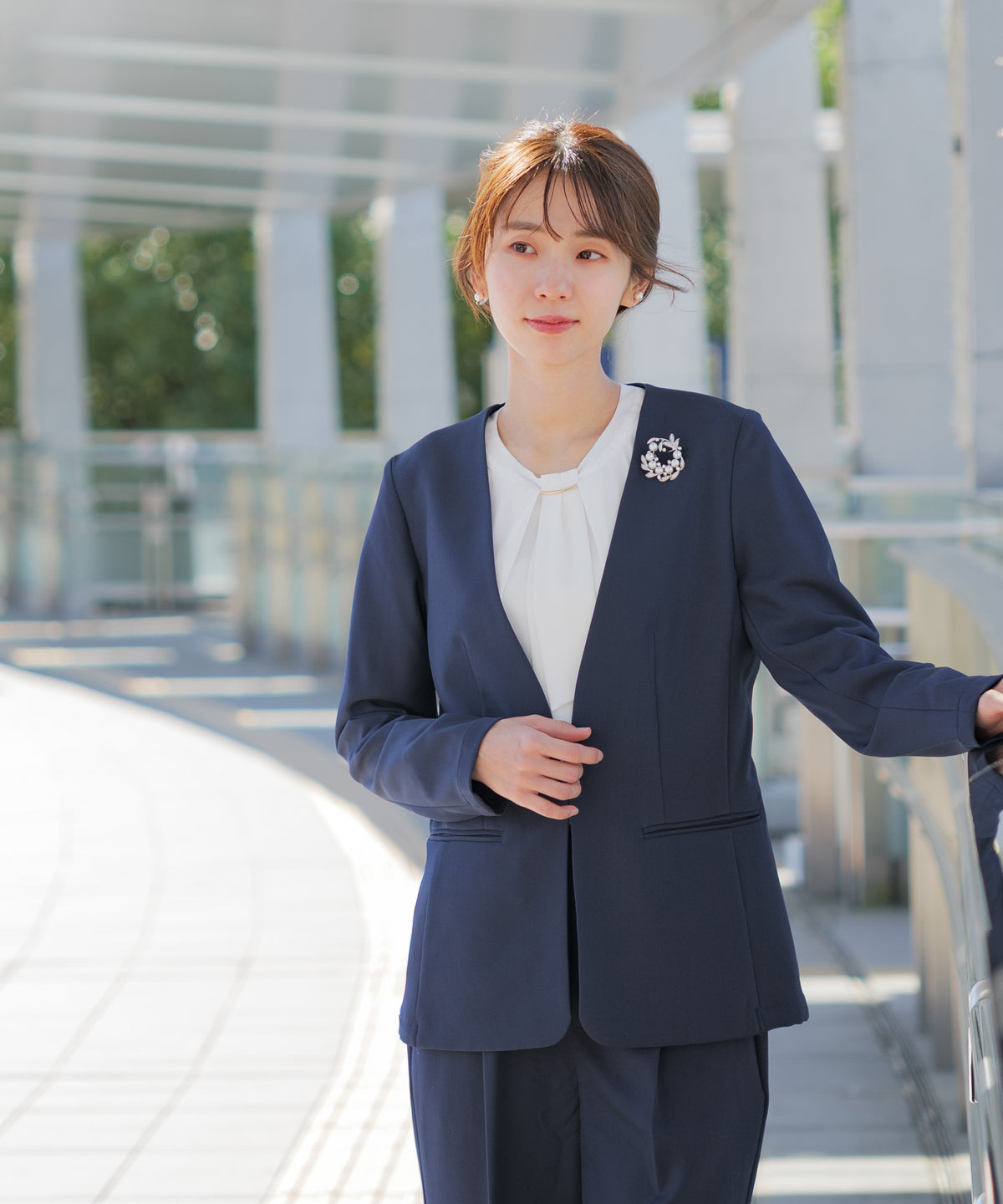 裏起毛 ゴールドバー ボウタイブラウス