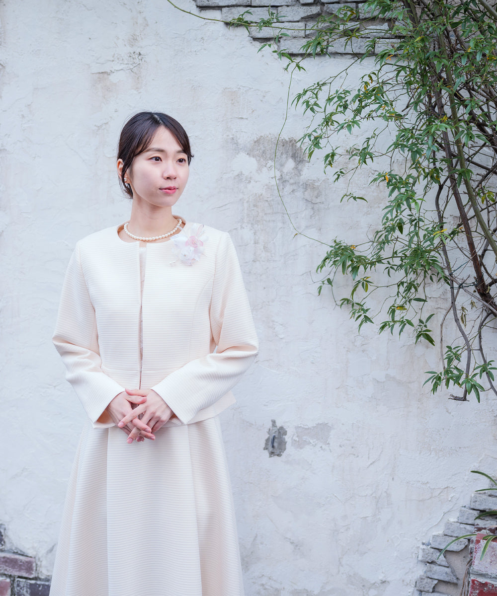 ノーカラージャケット レースワンピース セレモニースーツ