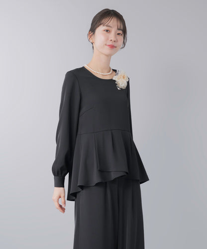 ペプラムブラウス×ワイドパンツ セレモニースーツ