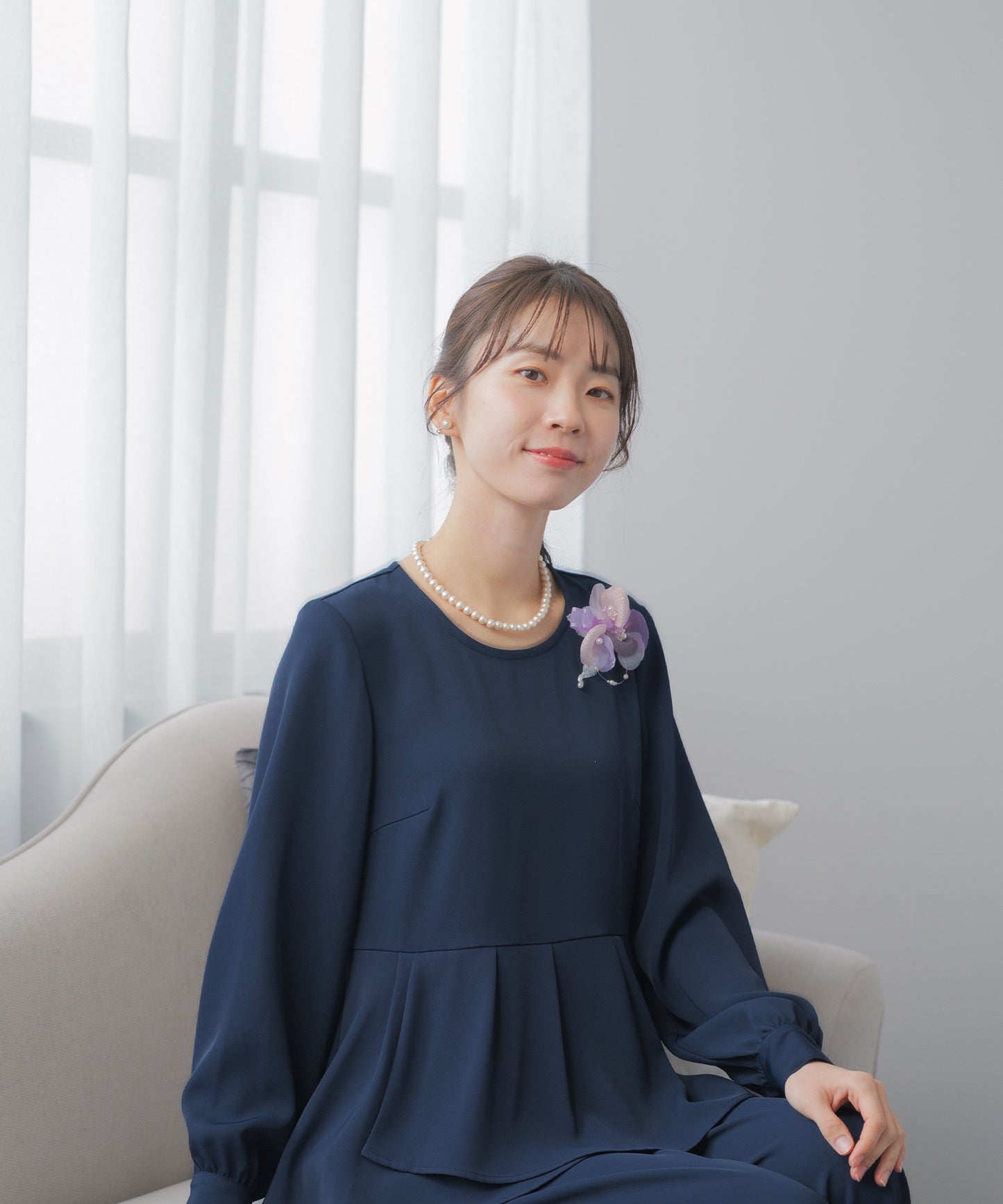 ペプラムブラウス×ワイドパンツ セレモニースーツ