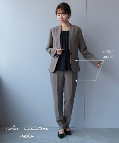 ウォッシャブル ノーカラー ジャケット