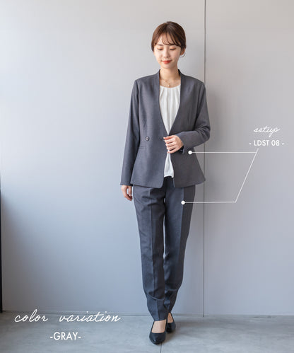 メランジ ウールライク Vネックカラージャケット