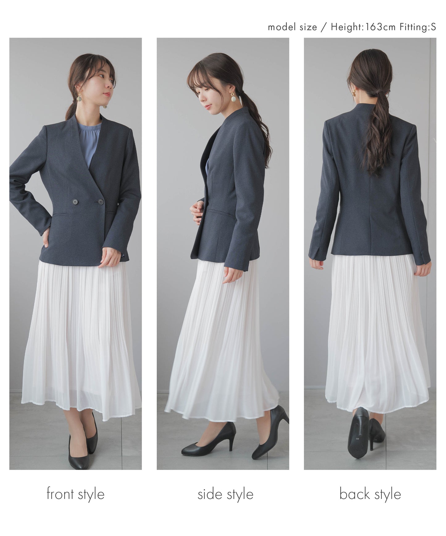 メランジ ウールライク Vネックカラージャケット