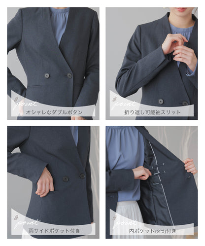 メランジ ウールライク Vネックカラージャケット