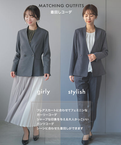 メランジ ウールライク Vネックカラージャケット