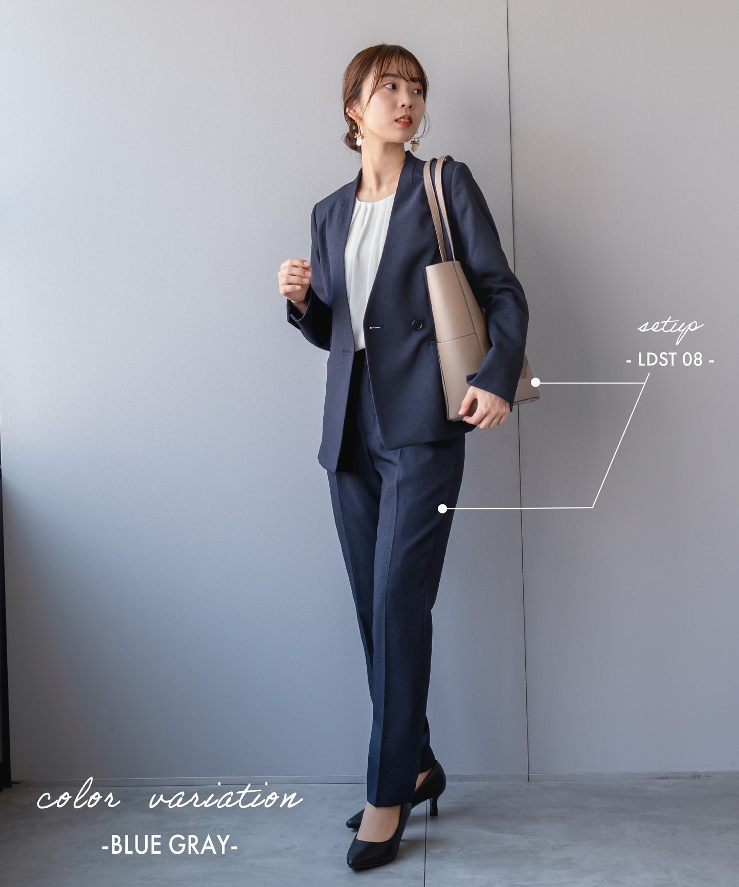 メランジ ウールライク Vネックカラージャケット