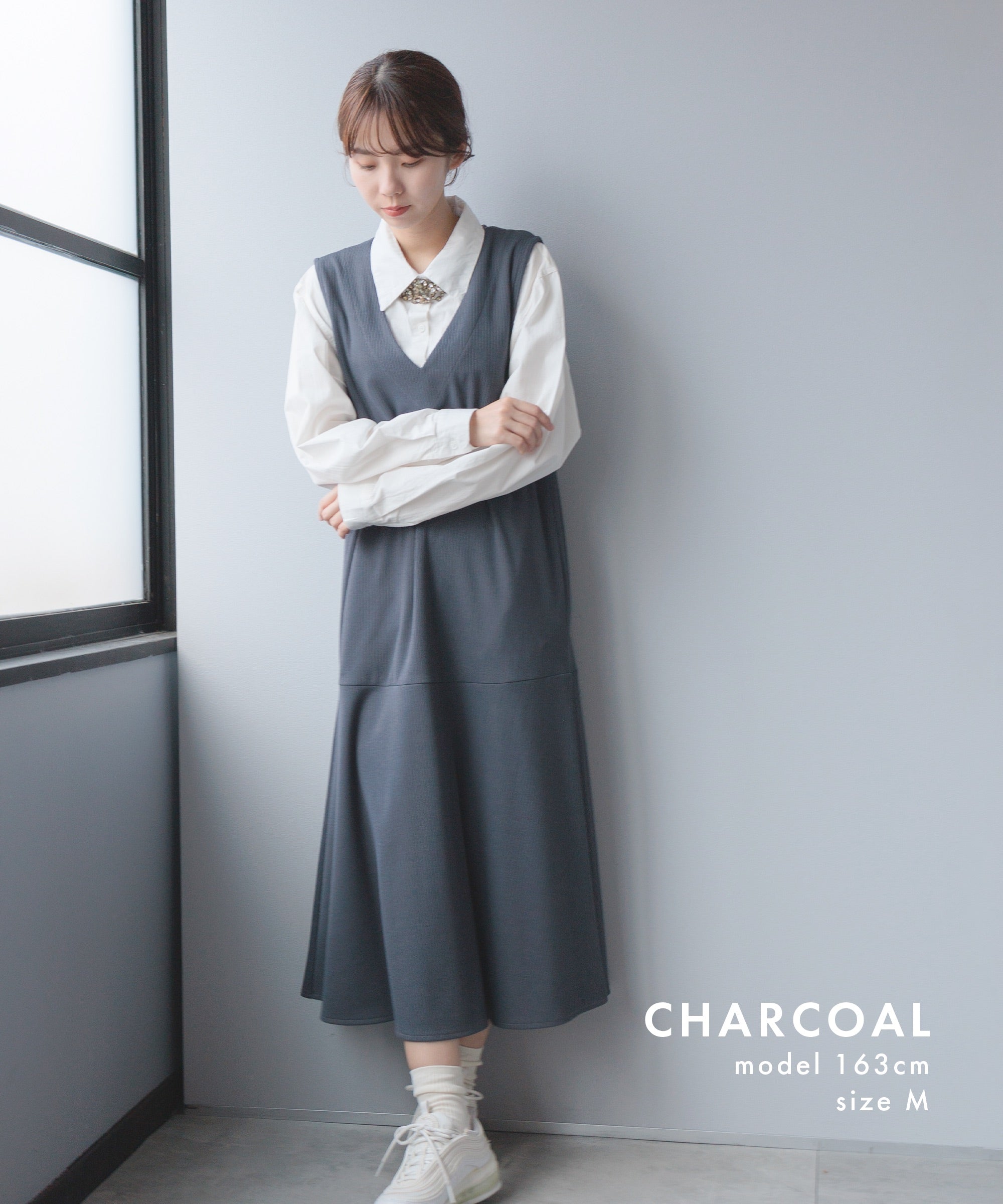 Festinalente] Vネック ニット ジャンパー スカート - AWC