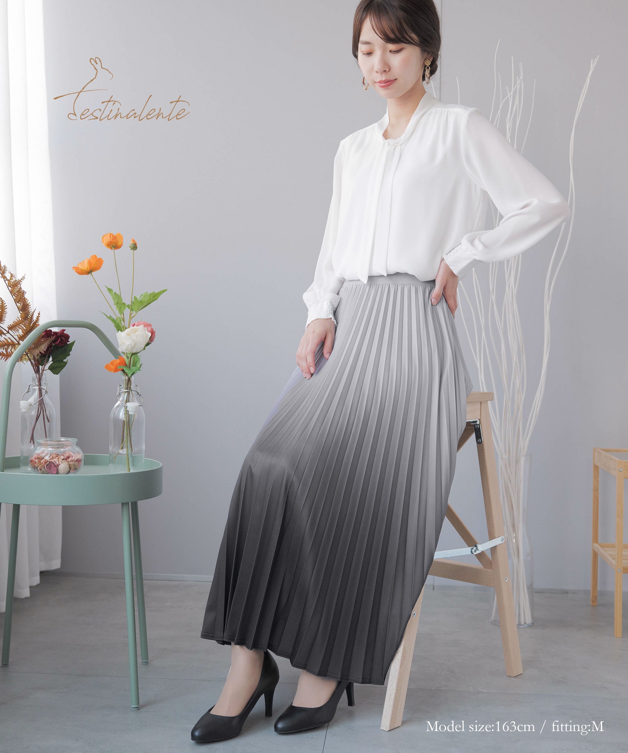 Festinalente]ロンググラデーションプリーツスカート - AWC