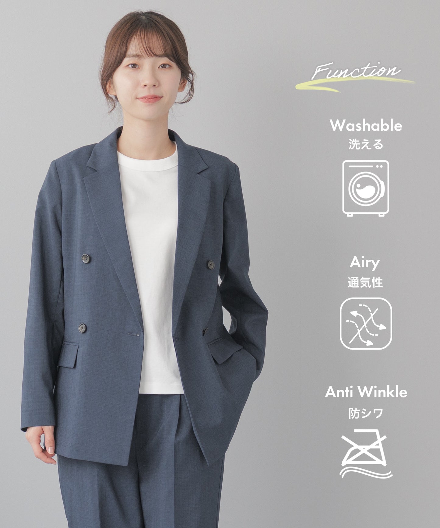 [festinalente]テックリネン ダブル セットアップスーツ