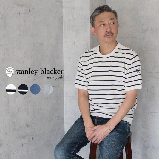 [stanley blacker] クルーネックコットンニットTシャツ