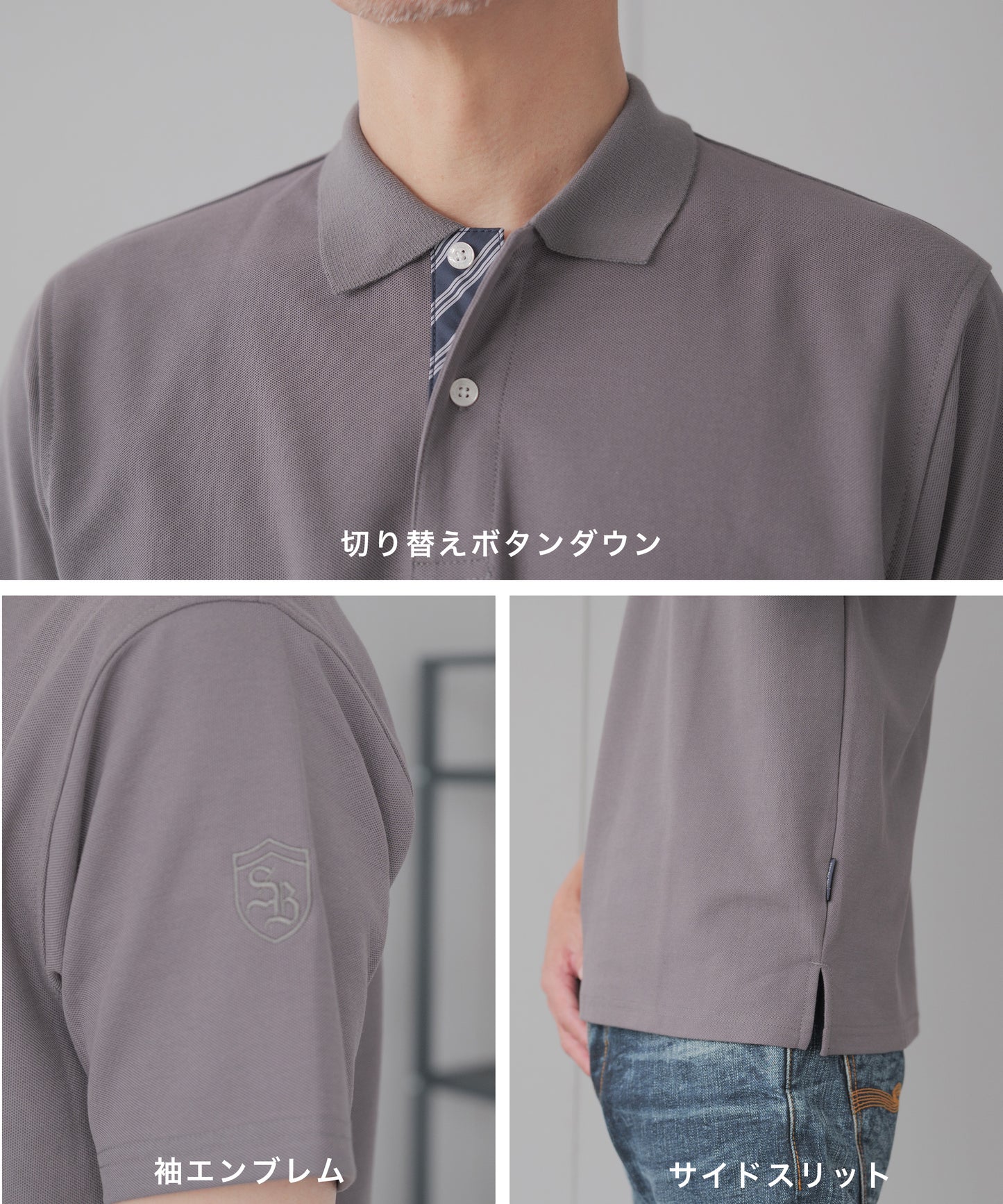 [stanley blacker] ロゴ入りカノコニットポロシャツ