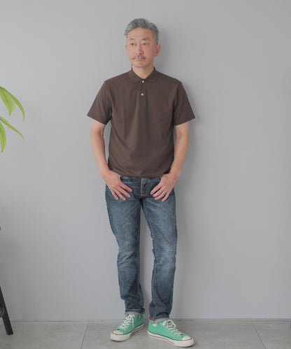 [stanley blacker] ロゴ入りカノコニットポロシャツ
