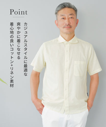 [stanley blacker] カッタウェイシャツ 半袖 コットンリネン