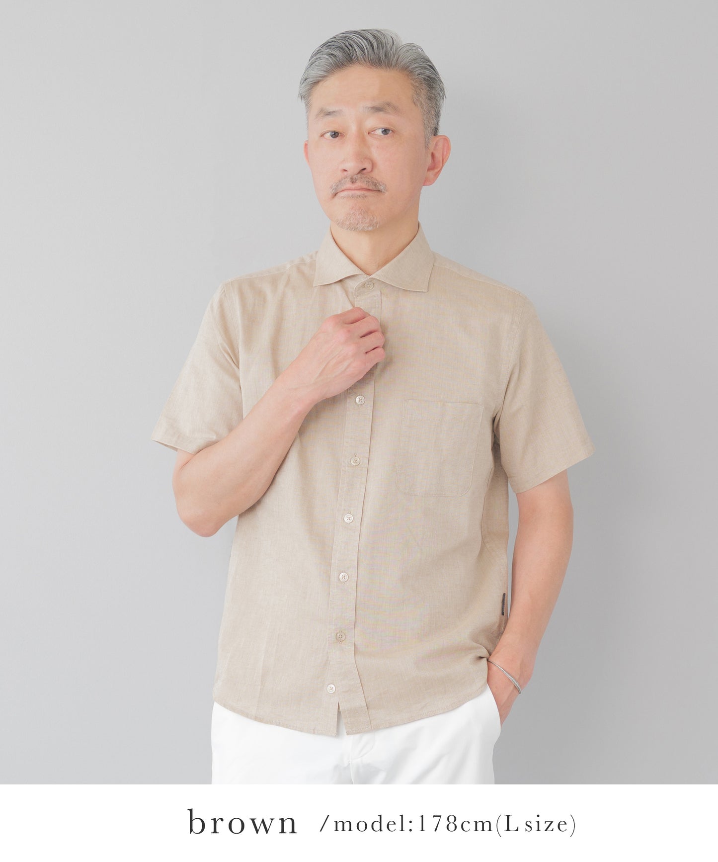 [stanley blacker] カッタウェイシャツ 半袖 コットンリネン