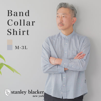 [stanley blacker] バンドカラーシャツ 長袖 コットンリネン