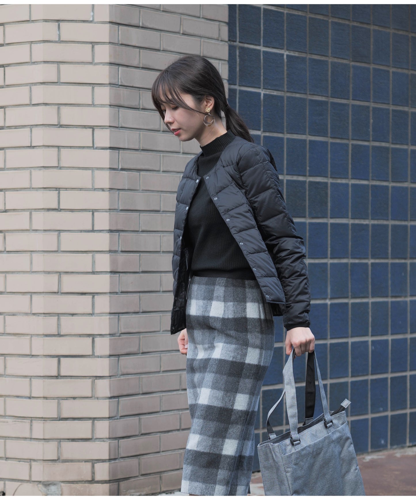 ベーシック クルーネックボタン インナーダウンジャケット（TAION-W104)