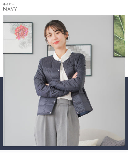 ベーシック クルーネックボタン インナーダウンジャケット（TAION-W104)