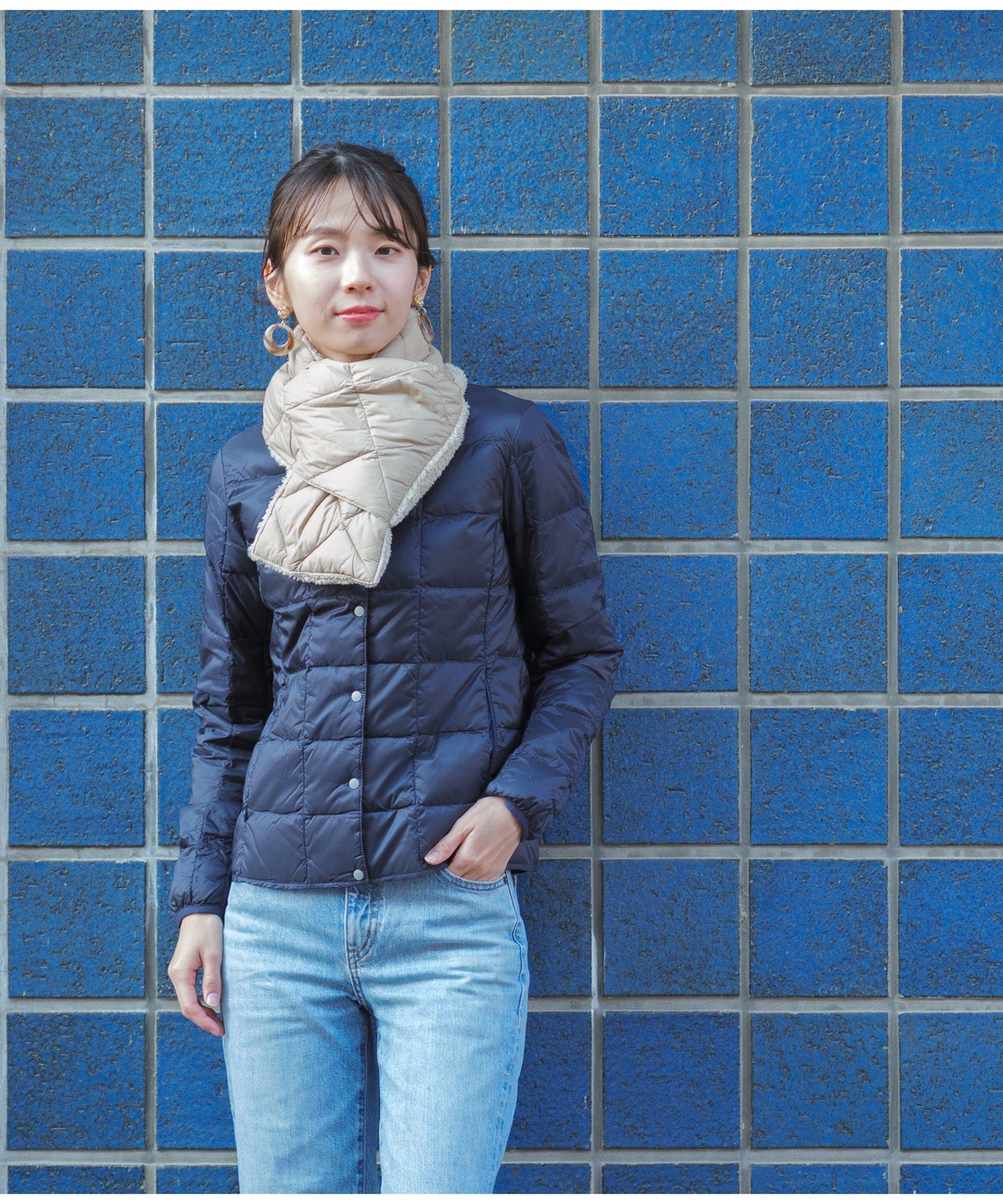 ベーシック クルーネックボタン インナーダウンジャケット（TAION-W104)