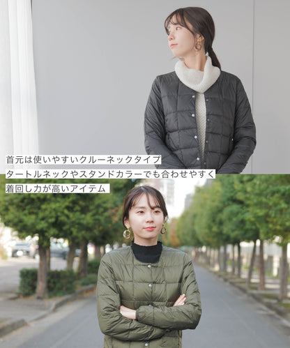 ベーシック クルーネックボタン インナーダウンジャケット（TAION-W104)