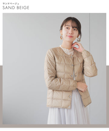TAION]ベーシッククルーネックボタンインナーダウンジャケット（TAION 