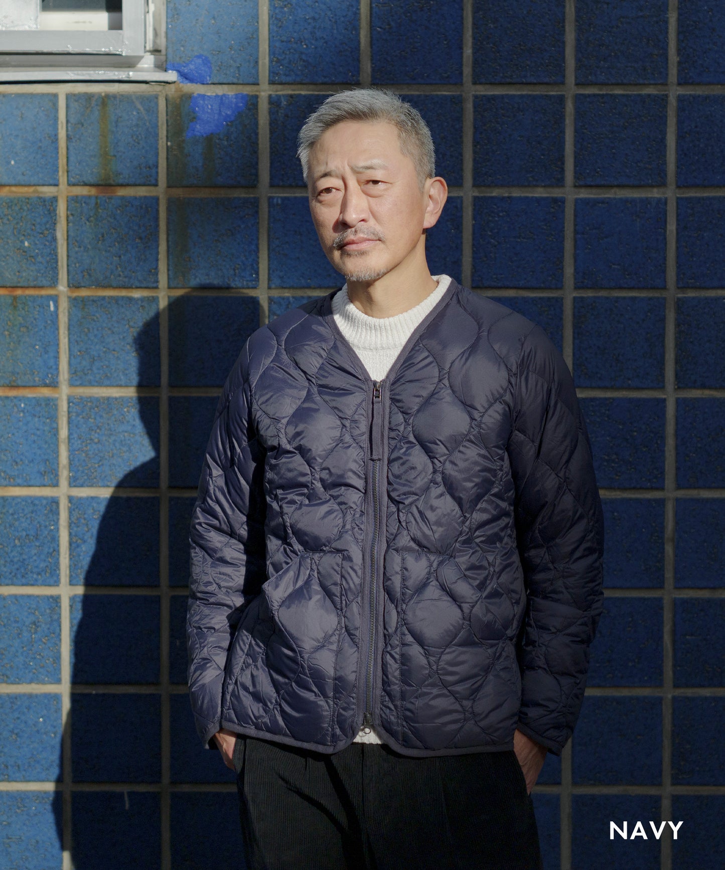 [TAION]ダウンジャケットVネックユニセックス（TAION-101ALSZML-1)