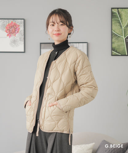 [TAION]ダウンジャケットVネックユニセックス（TAION-101ALSZML-1)