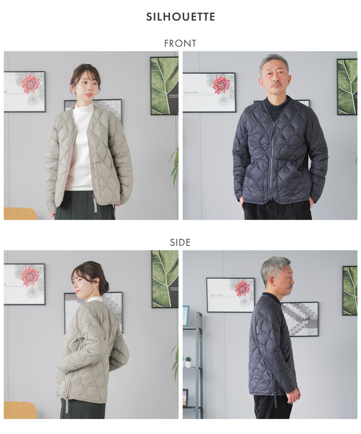 [TAION]ダウンジャケットVネックユニセックス（TAION-101ALSZML-1)