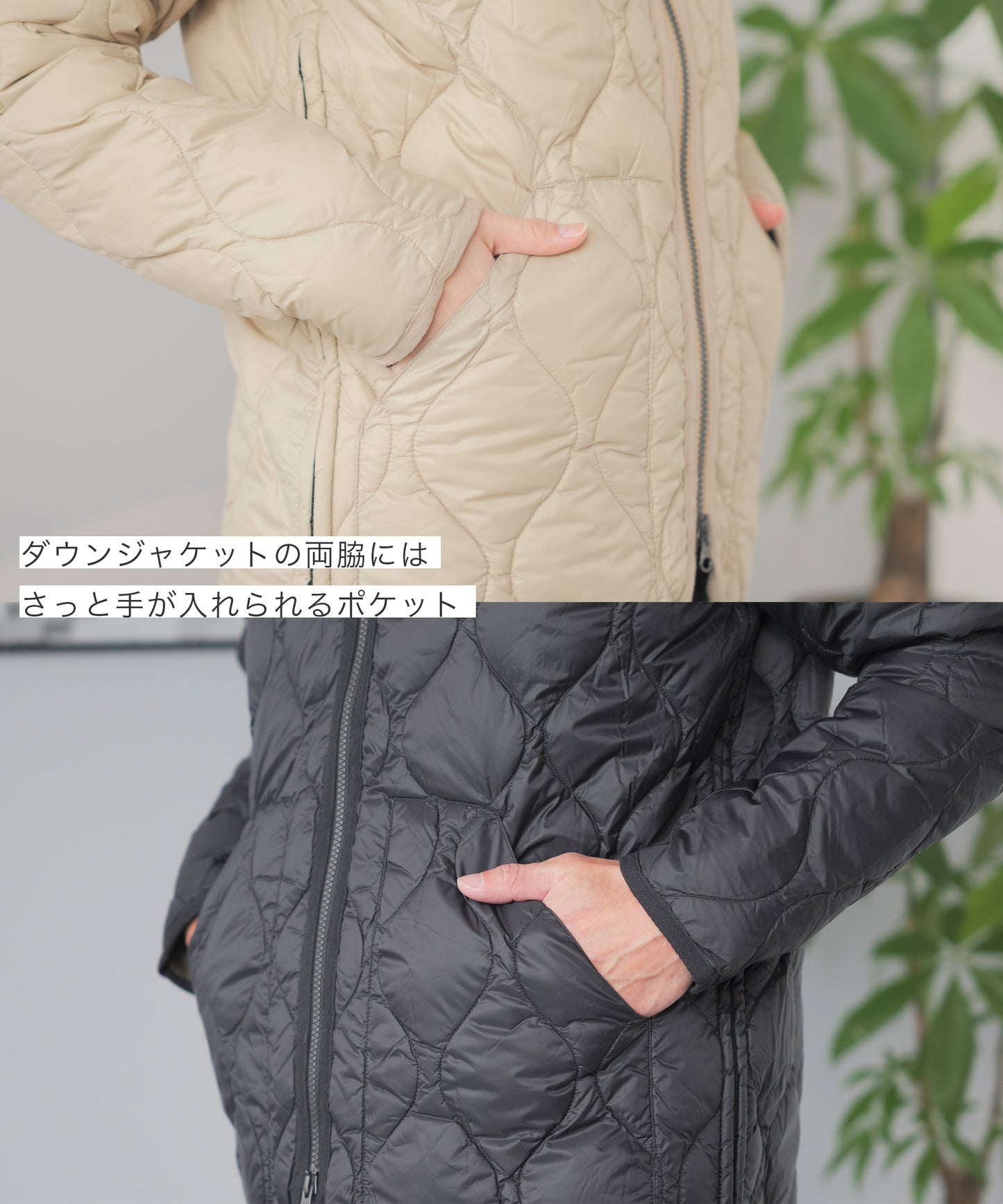 [TAION]ダウンジャケットVネックユニセックス（TAION-101ALSZML-1)