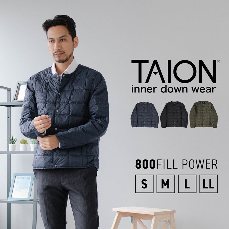 ベーシッククルーネックボタンインナーダウンジャケット（TAION-104)