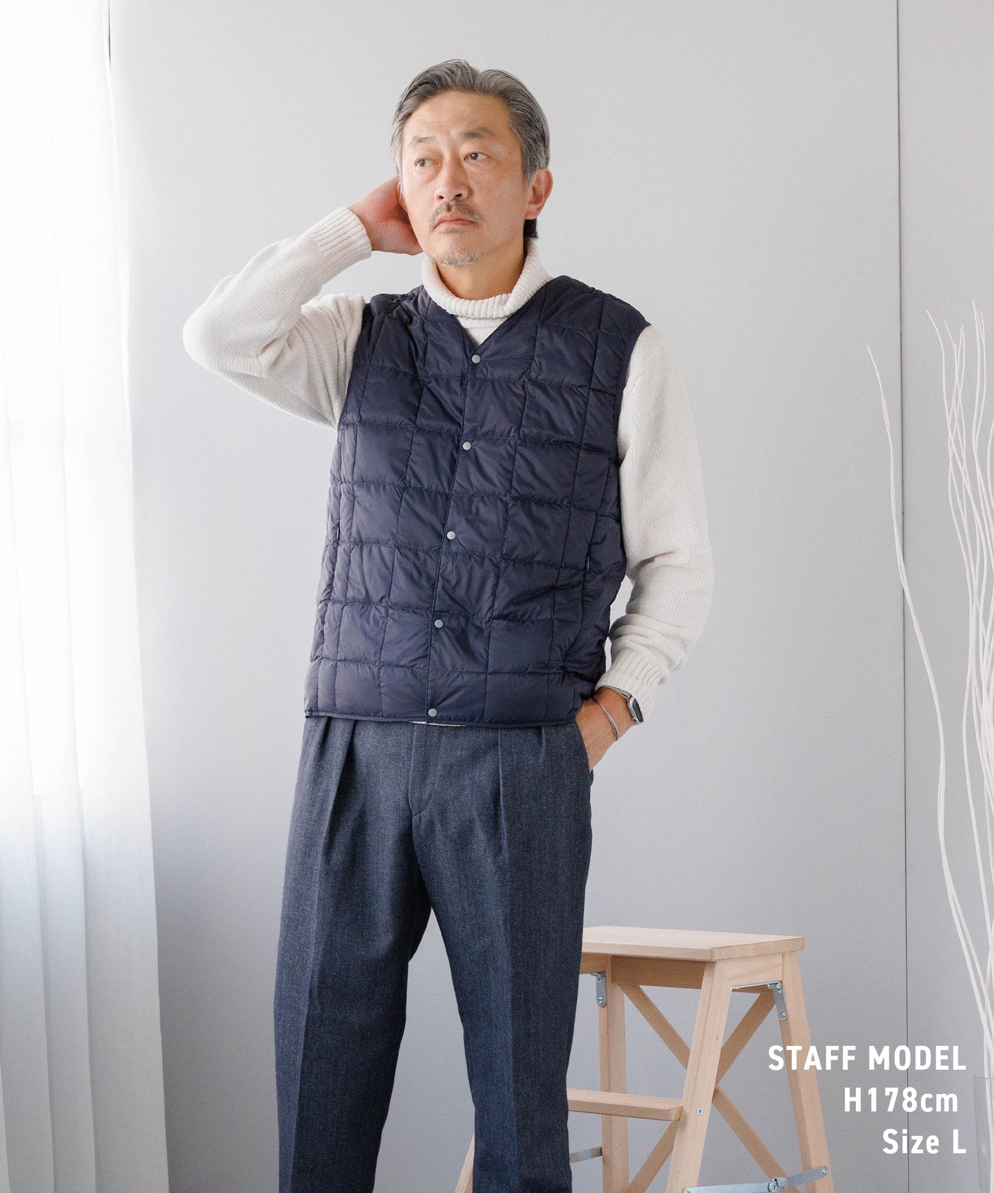 [TAION] Vネックボタン インナーダウンベスト(TAION-001)