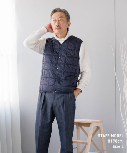[TAION] Vネックボタン インナーダウンベスト(TAION-001)