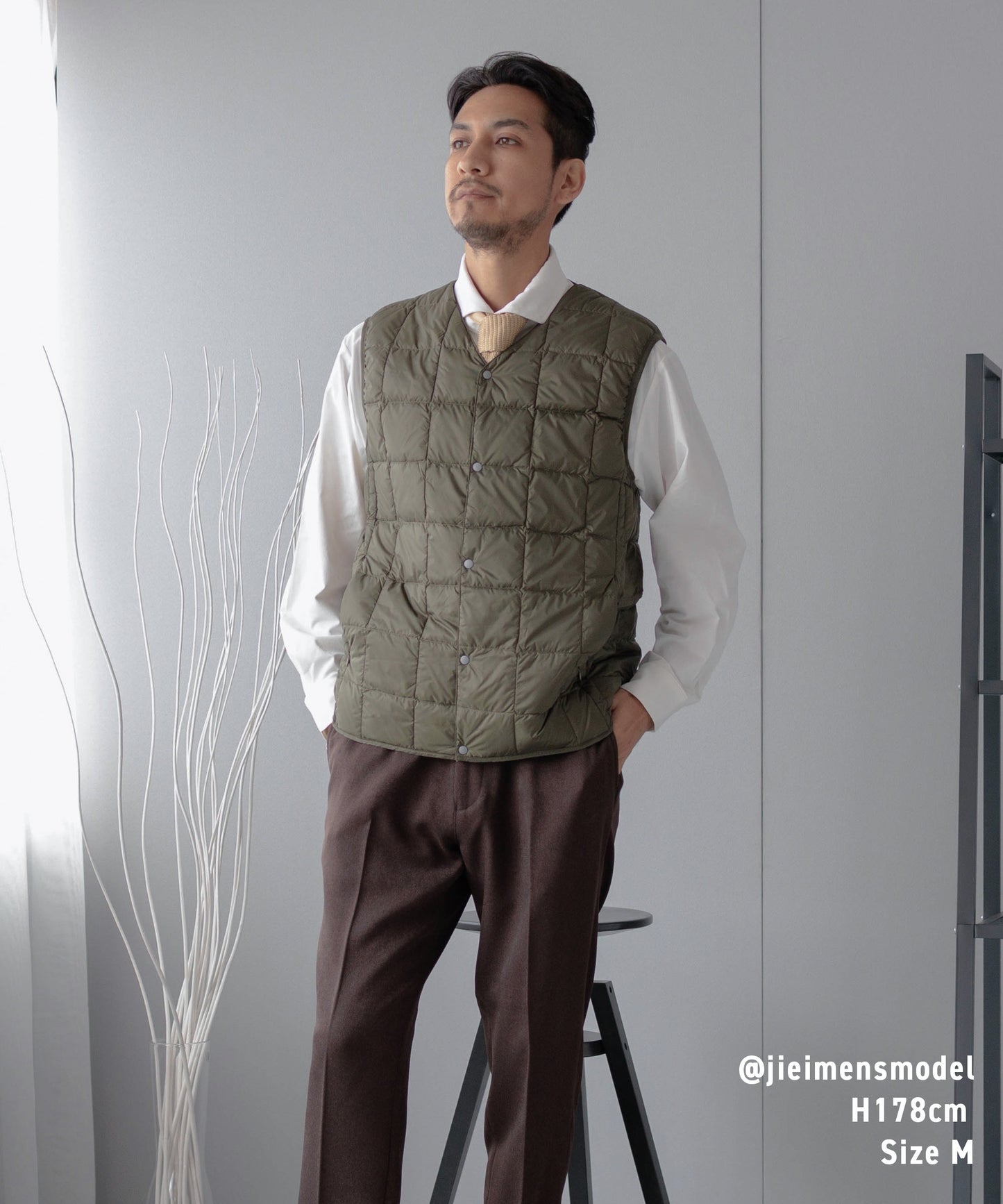 [TAION] Vネックボタン インナーダウンベスト(TAION-001)