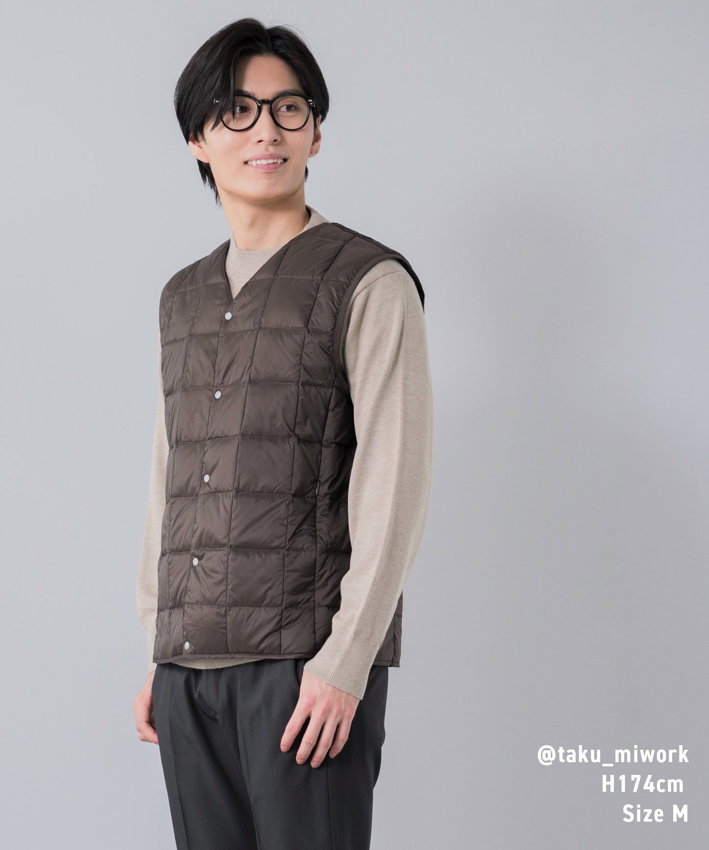 [TAION] Vネックボタン インナーダウンベスト(TAION-001)