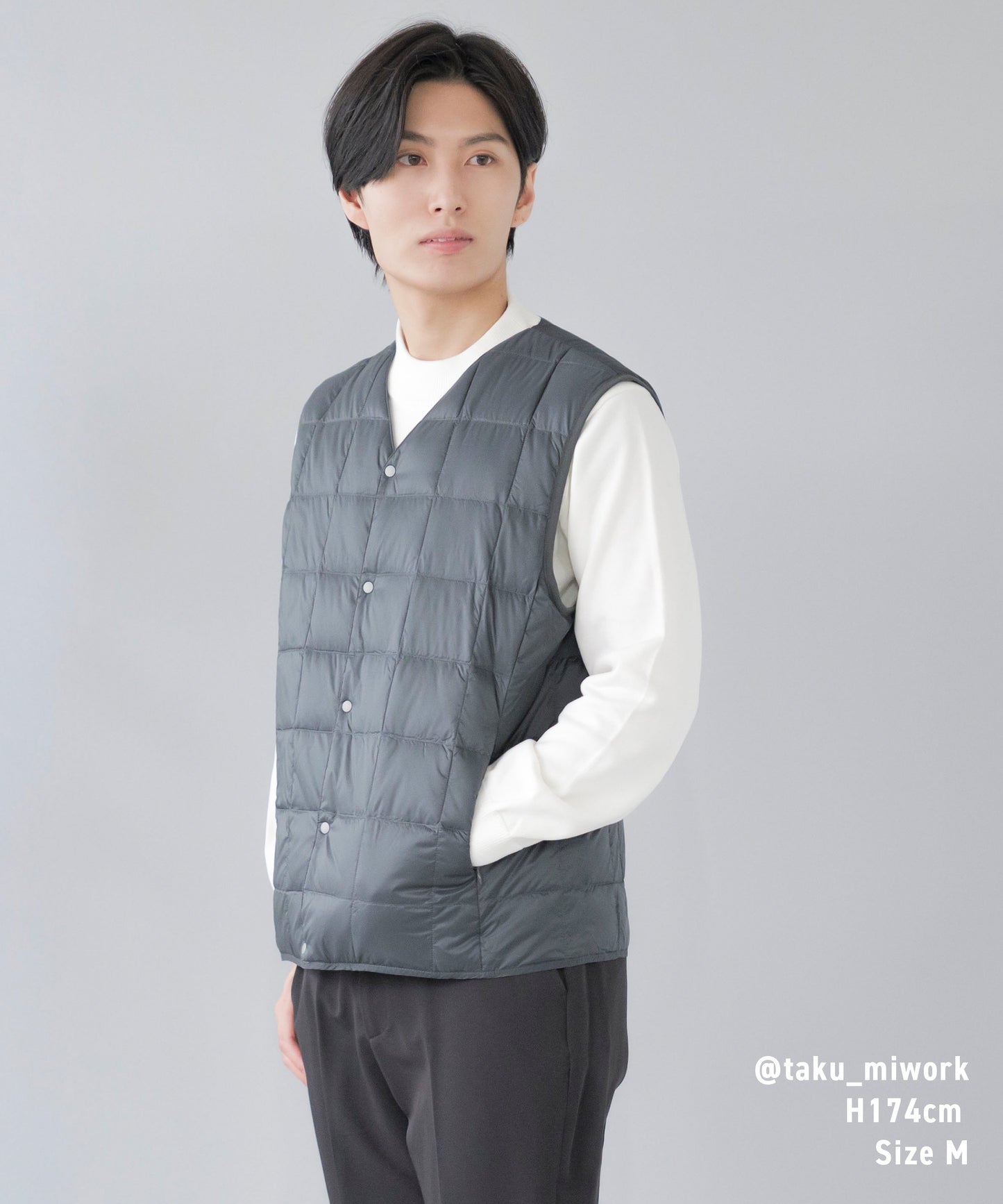 [TAION] Vネックボタン インナーダウンベスト(TAION-001)