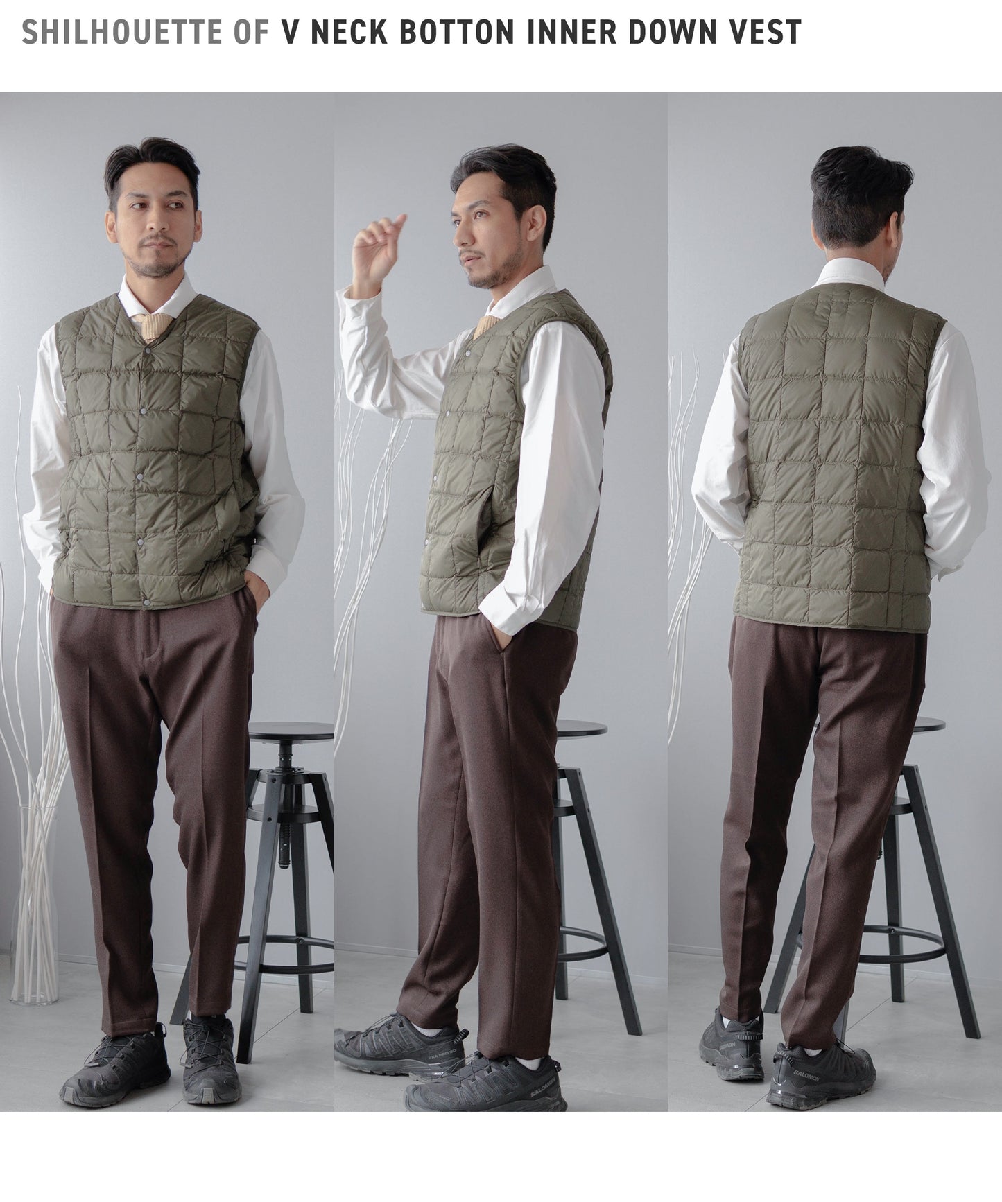 [TAION] Vネックボタン インナーダウンベスト(TAION-001)