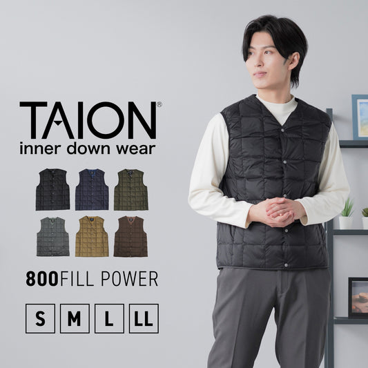 [TAION] Vネックボタン インナーダウンベスト(TAION-001)