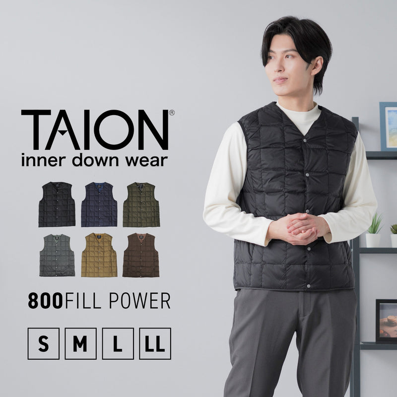 Vネックボタン インナーダウンベスト(TAION-001)