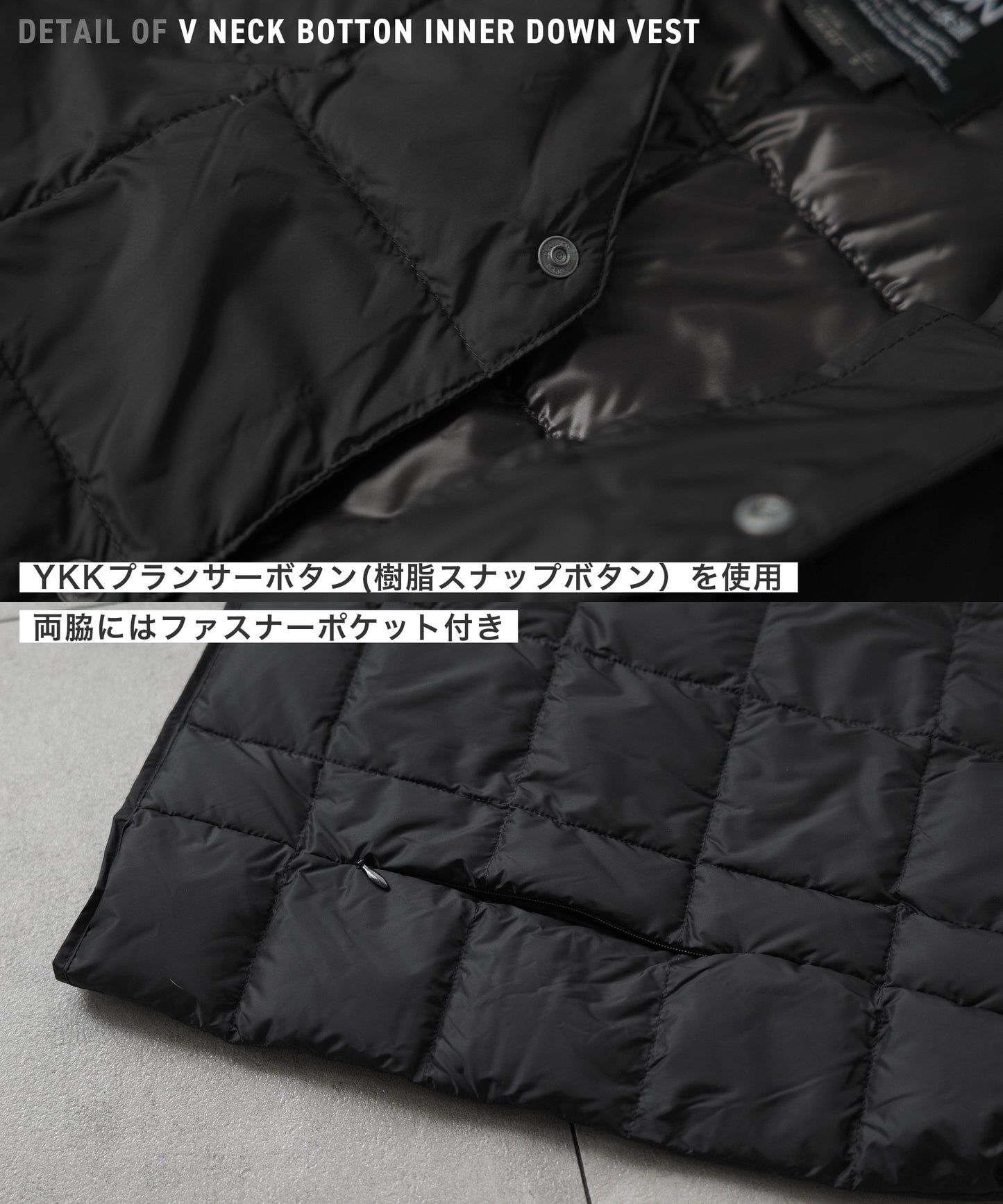 [TAION] Vネックボタン インナーダウンベスト(TAION-001)