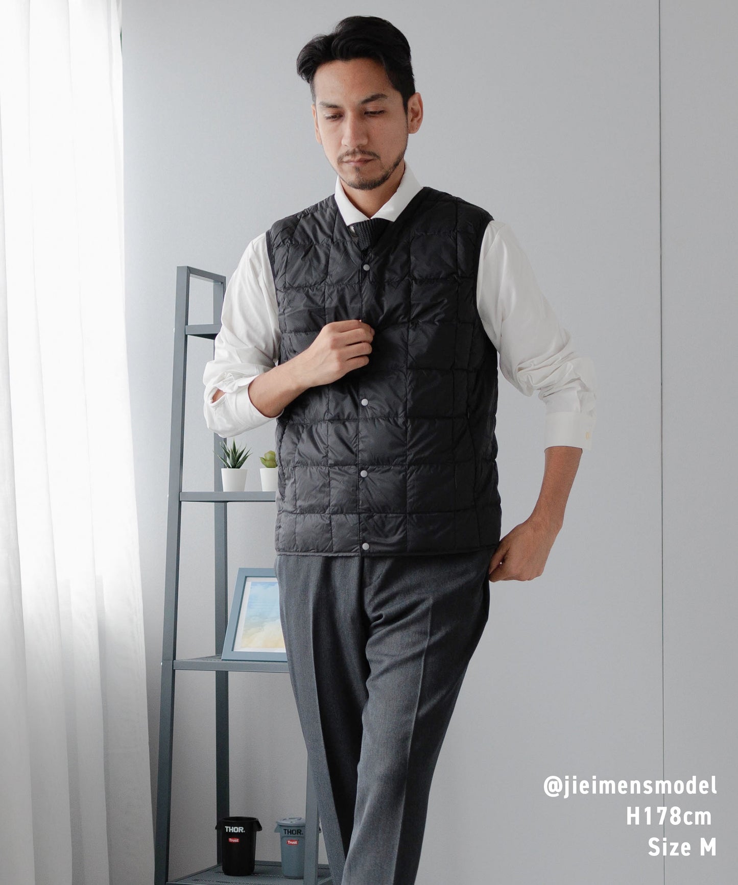 [TAION] Vネックボタン インナーダウンベスト(TAION-001)