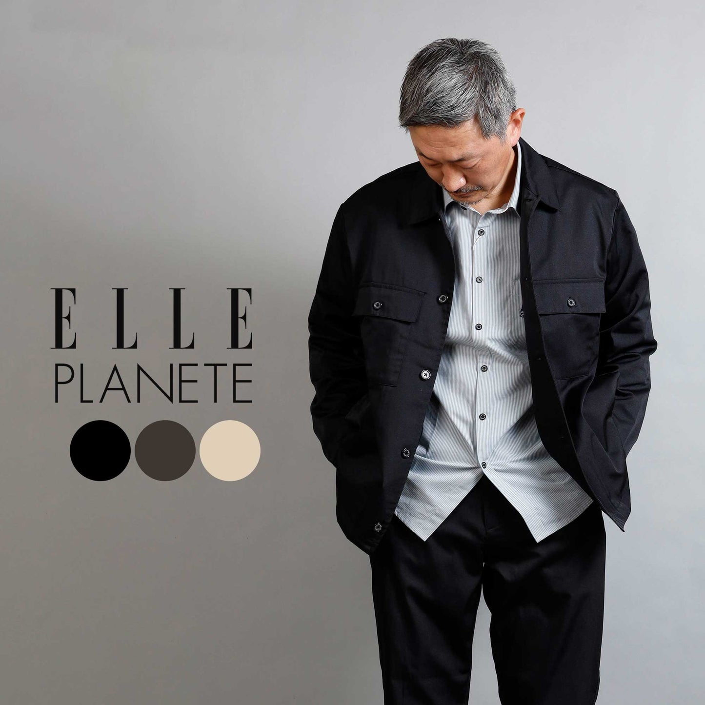 [ELLE PLANETE] シャツジャケット（ベージュ）